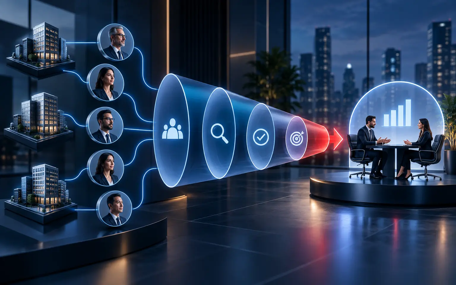 B2B account and buying committee signals progressing through qualification into a sales conversation