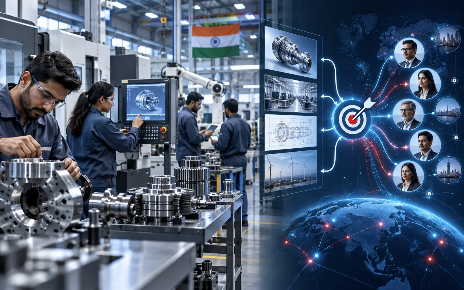Indian advanced manufacturing team connecting technical content with qualified business buyers through paid media