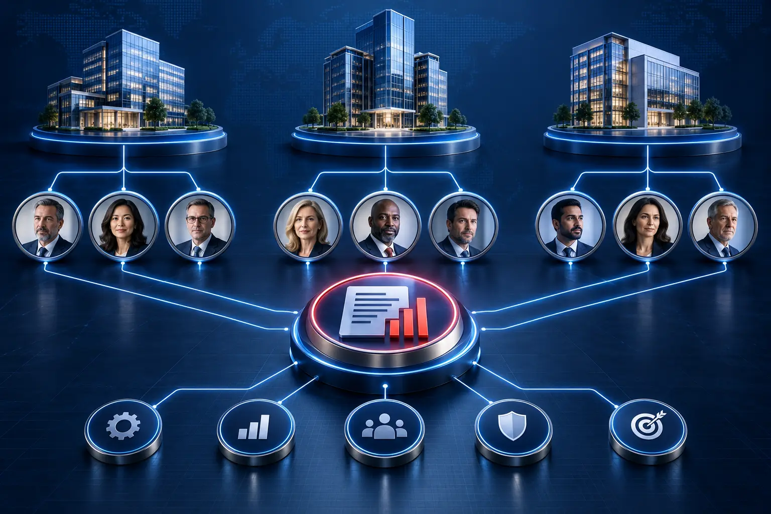 Infographic showing account targeting and decision-maker engagement across a B2B buying committee