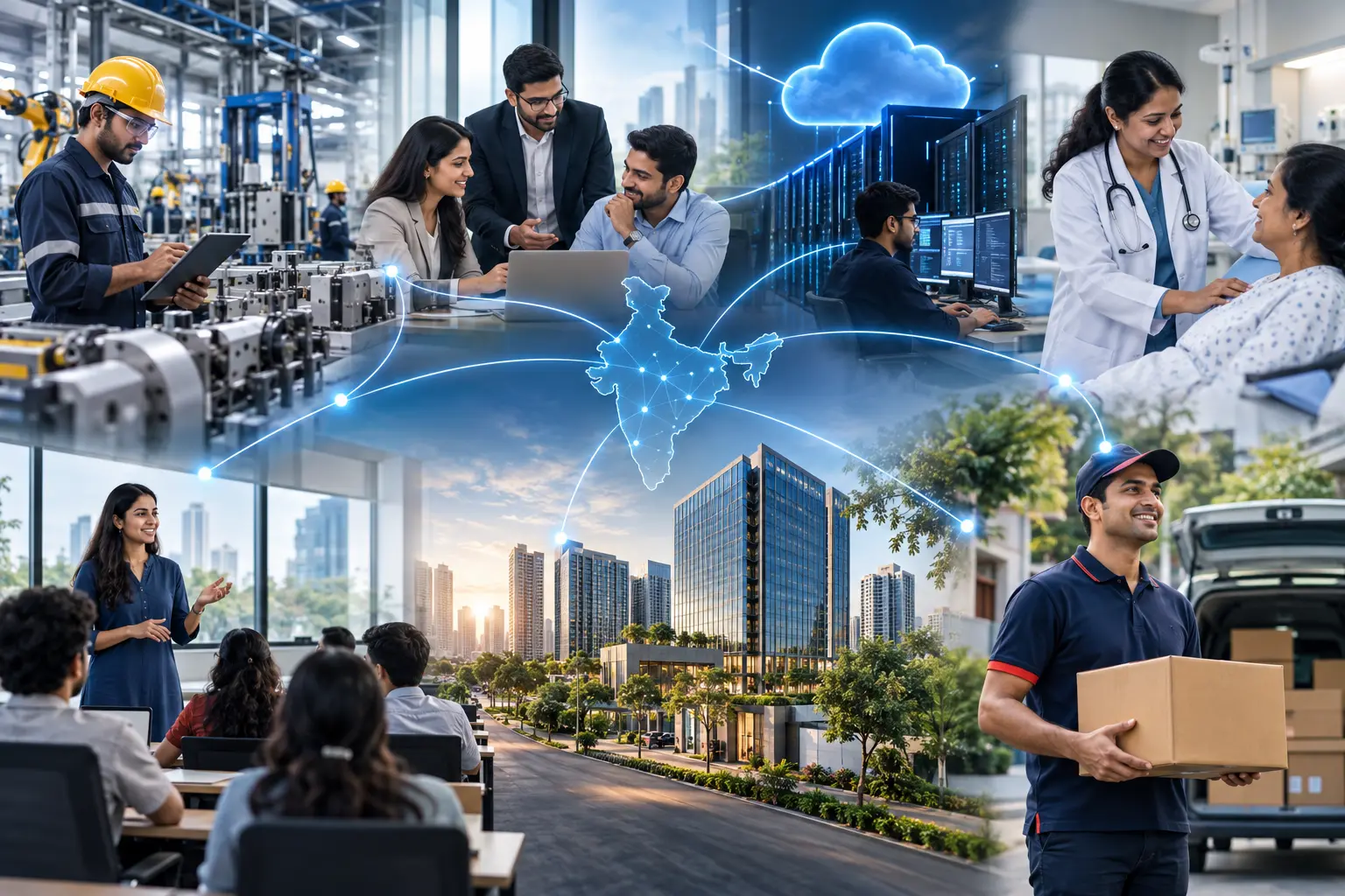 Indian industry sectors connected through modern digital growth systems