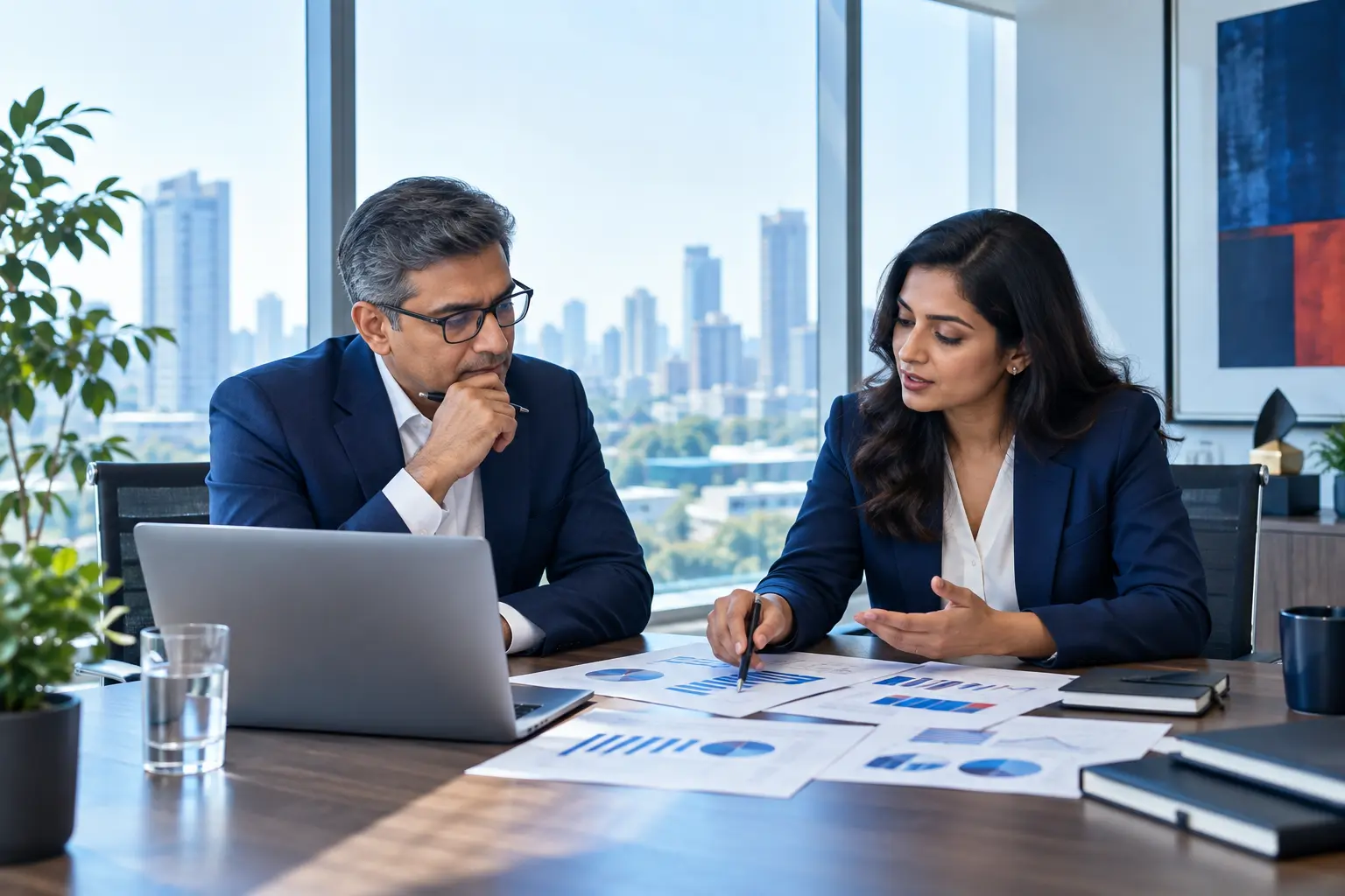 Indian business leader and performance marketing strategist reviewing a growth plan